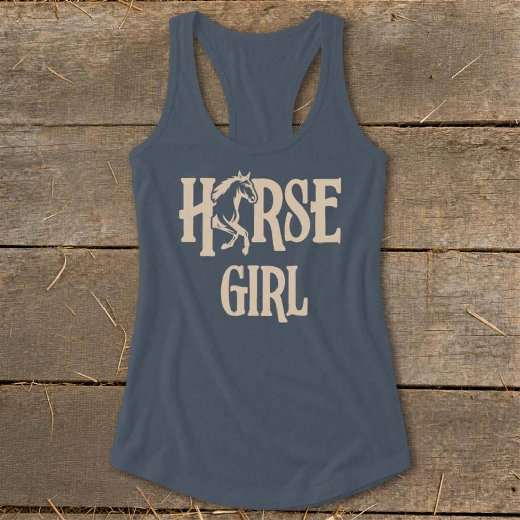 Blue tank top with "HORSE GIRL" text and horse graphic.