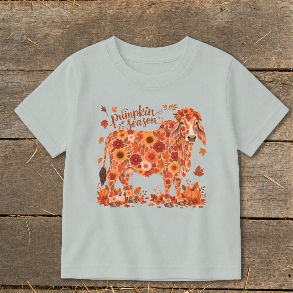 Fall Floral Brahman Cow Toddler Tee