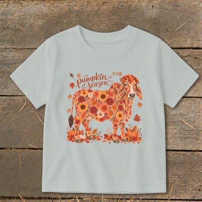 Fall Floral Brahman Cow Toddler Tee