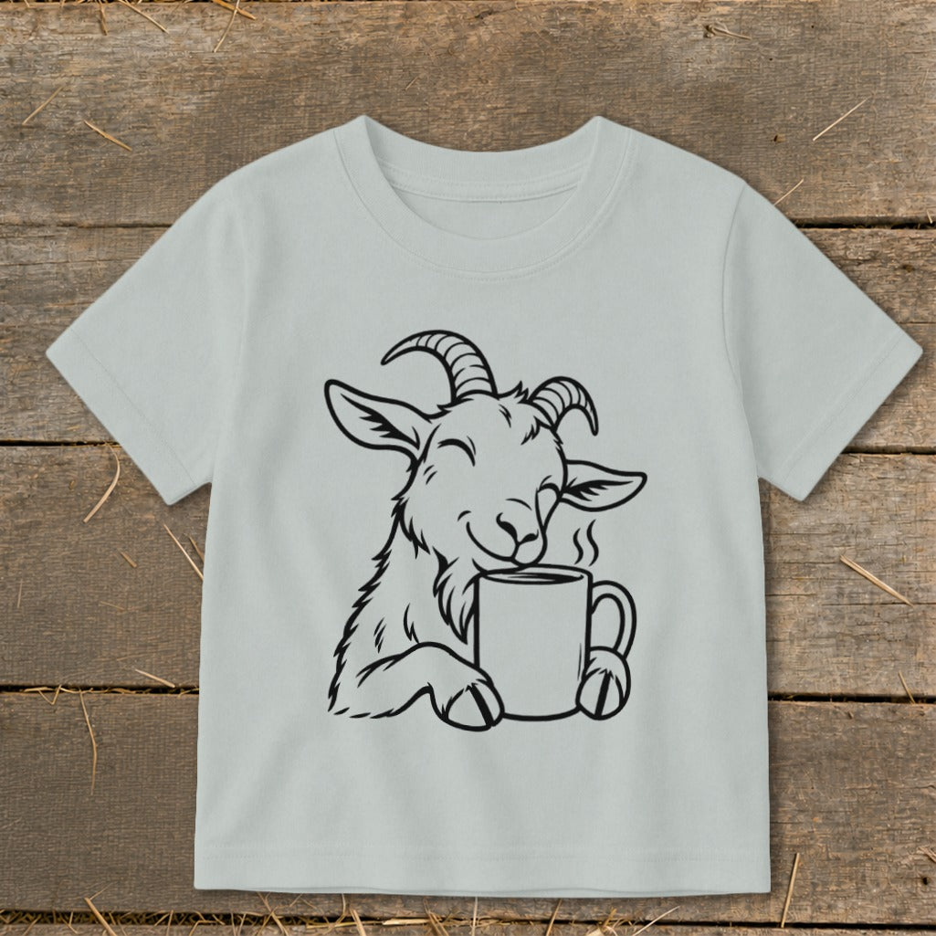 Morning Coffee Goat Toddler Tee