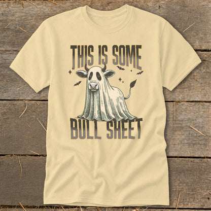 Ghost cow with bull sheet text and bats.
