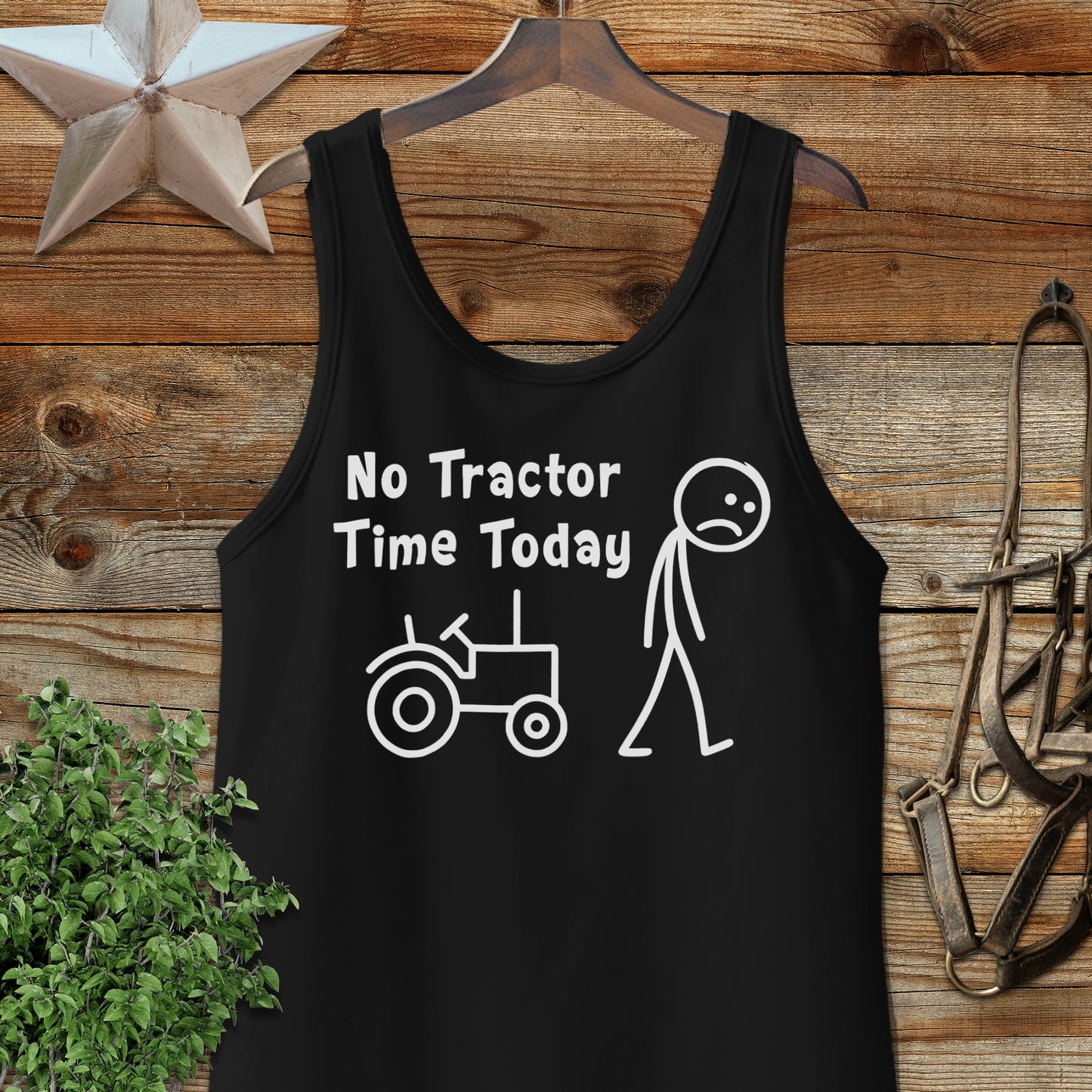 No Tractor Time Today Sad Stick Figure Tank Top