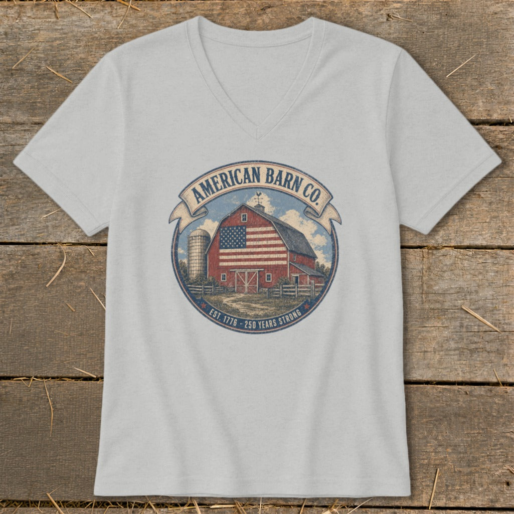 American Barn Co. logo with red barn, flag, silo, and text.