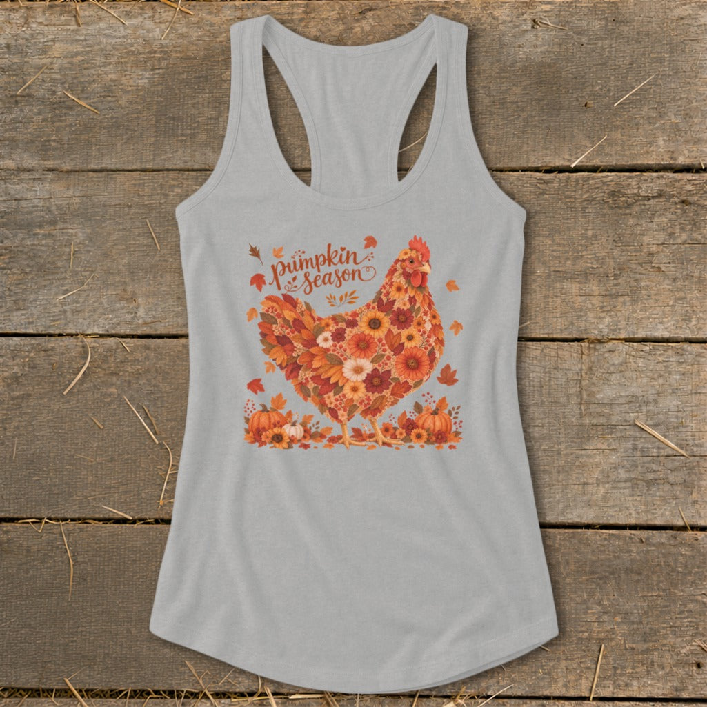 Fall Floral Chicken Racerback Tank