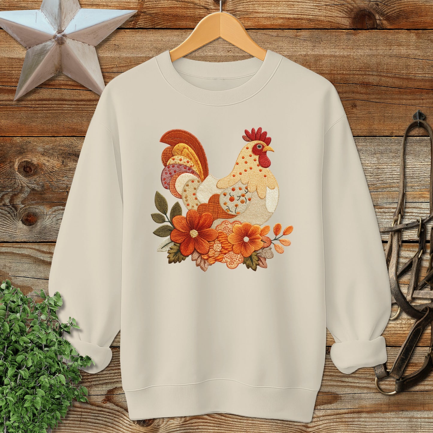 Colorful Rooster and Floral Design Sweatshirt product type