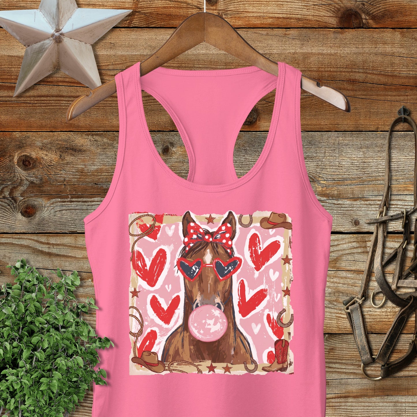 Whimsical Valentine - Horse Racerback Tank