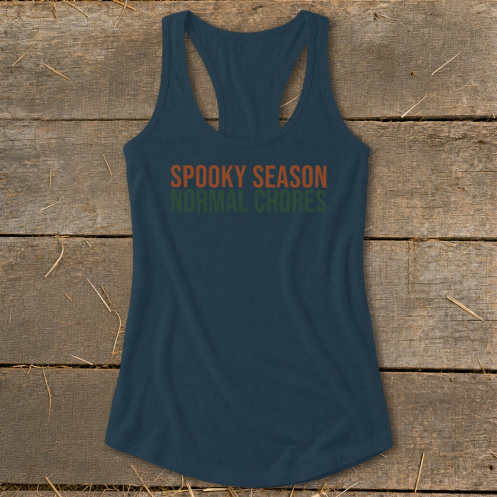 Spooky Season Normal Chores Racerback Tank