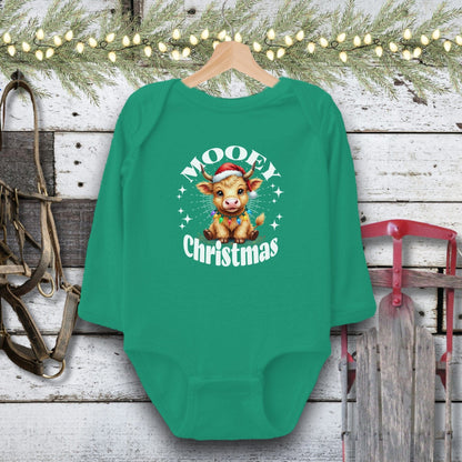 Holiday Baby Shirt Bodysuit Long Sleeve / Kelly / Newborn Cute Baby Cow Christmas Baby Shirt