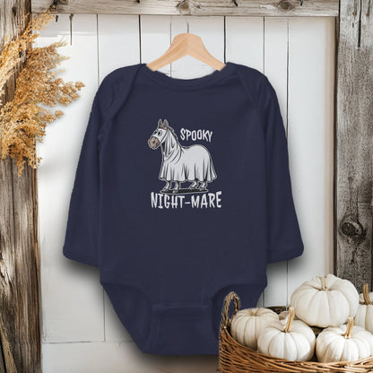 Holiday Baby Shirt Bodysuit Long Sleeve / Navy / Newborn Spooky Nightmare Halloween - Baby Shirt