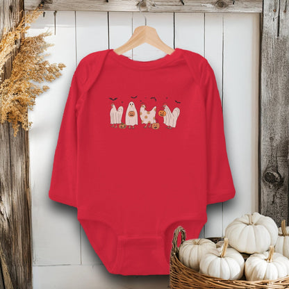 Holiday Baby Shirt Bodysuit Long Sleeve / Red / Newborn Ghostly Chickens Halloween - Baby Shirt