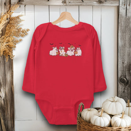 Holiday Baby Shirt Bodysuit Long Sleeve / Red / Newborn Ghostly Pigs Halloween - Baby Shirt