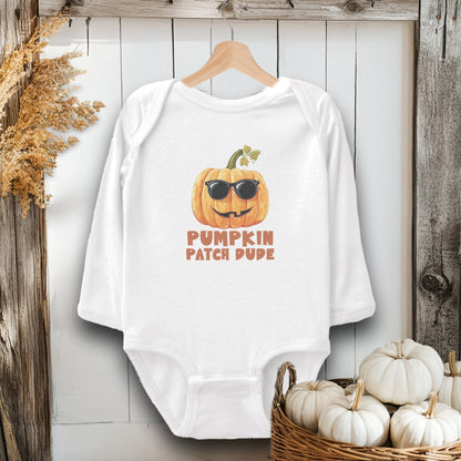 Holiday Baby Shirt Bodysuit Long Sleeve / White / Newborn Pumpkin Patch Dude - Baby Shirt