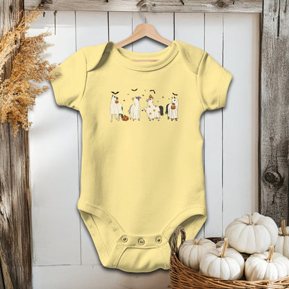 Holiday Baby Shirt Bodysuit Short Sleeve / Butter / Newborn Ghostly Horses Halloween - Baby Shirt