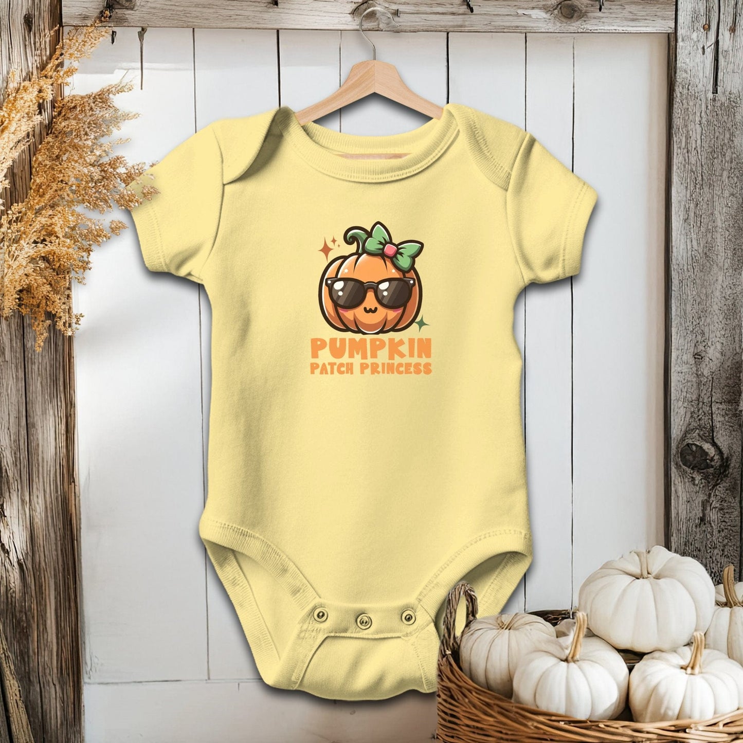 Holiday Baby Shirt Bodysuit Short Sleeve / Butter / Newborn Pumpkin Patch Princess - Baby Shirt