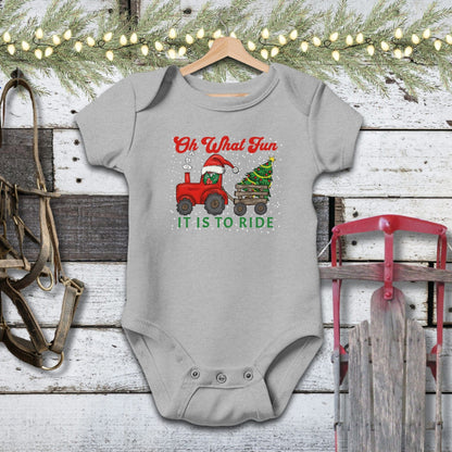 Holiday Baby Shirt Bodysuit Short Sleeve / Heather / Newborn Christmas Tractor Baby Shirt