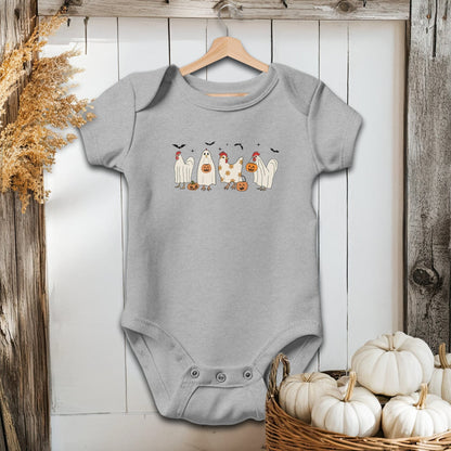 Holiday Baby Shirt Bodysuit Short Sleeve / Heather / Newborn Ghostly Chickens Halloween - Baby Shirt