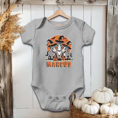 Holiday Baby Shirt Bodysuit Short Sleeve / Heather / Newborn Personalized Halloween Horse - Baby Shirt