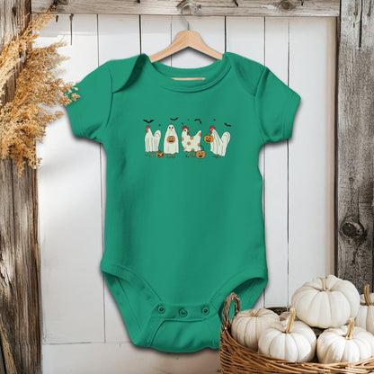 Holiday Baby Shirt Bodysuit Short Sleeve / Kelly / Newborn Ghostly Chickens Halloween - Baby Shirt