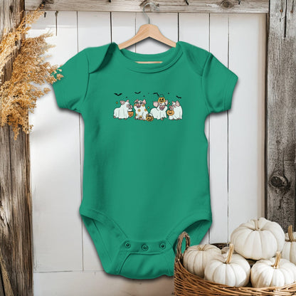 Holiday Baby Shirt Bodysuit Short Sleeve / Kelly / Newborn Ghostly Pigs Halloween - Baby Shirt