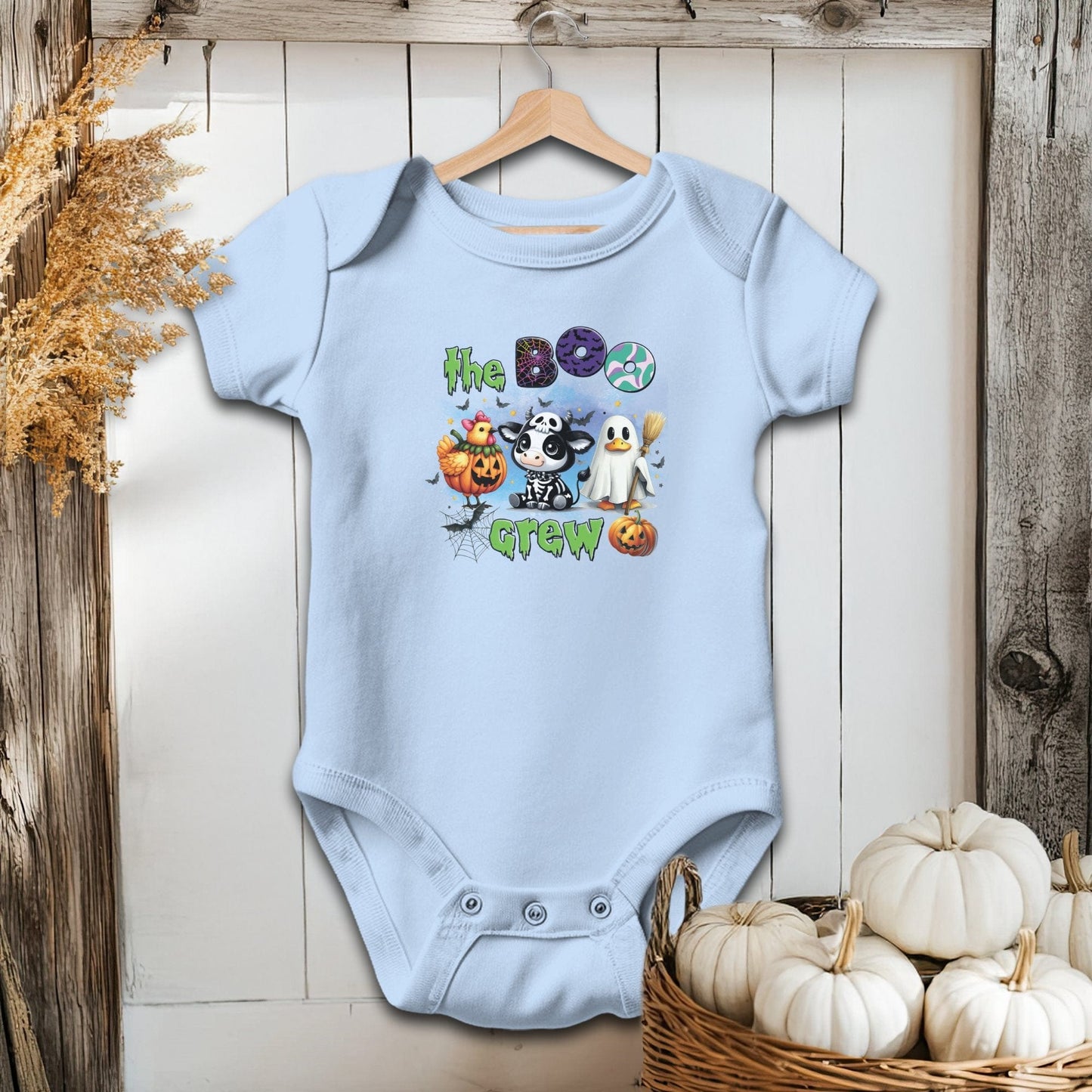 Holiday Baby Shirt Bodysuit Short Sleeve / Light Blue / Newborn The Boo Crew Halloween - Baby Shirt