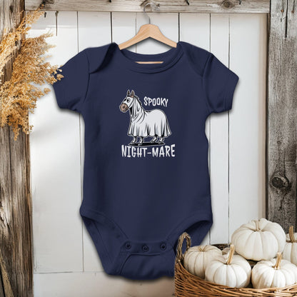 Holiday Baby Shirt Bodysuit Short Sleeve / Navy / Newborn Spooky Nightmare Halloween - Baby Shirt