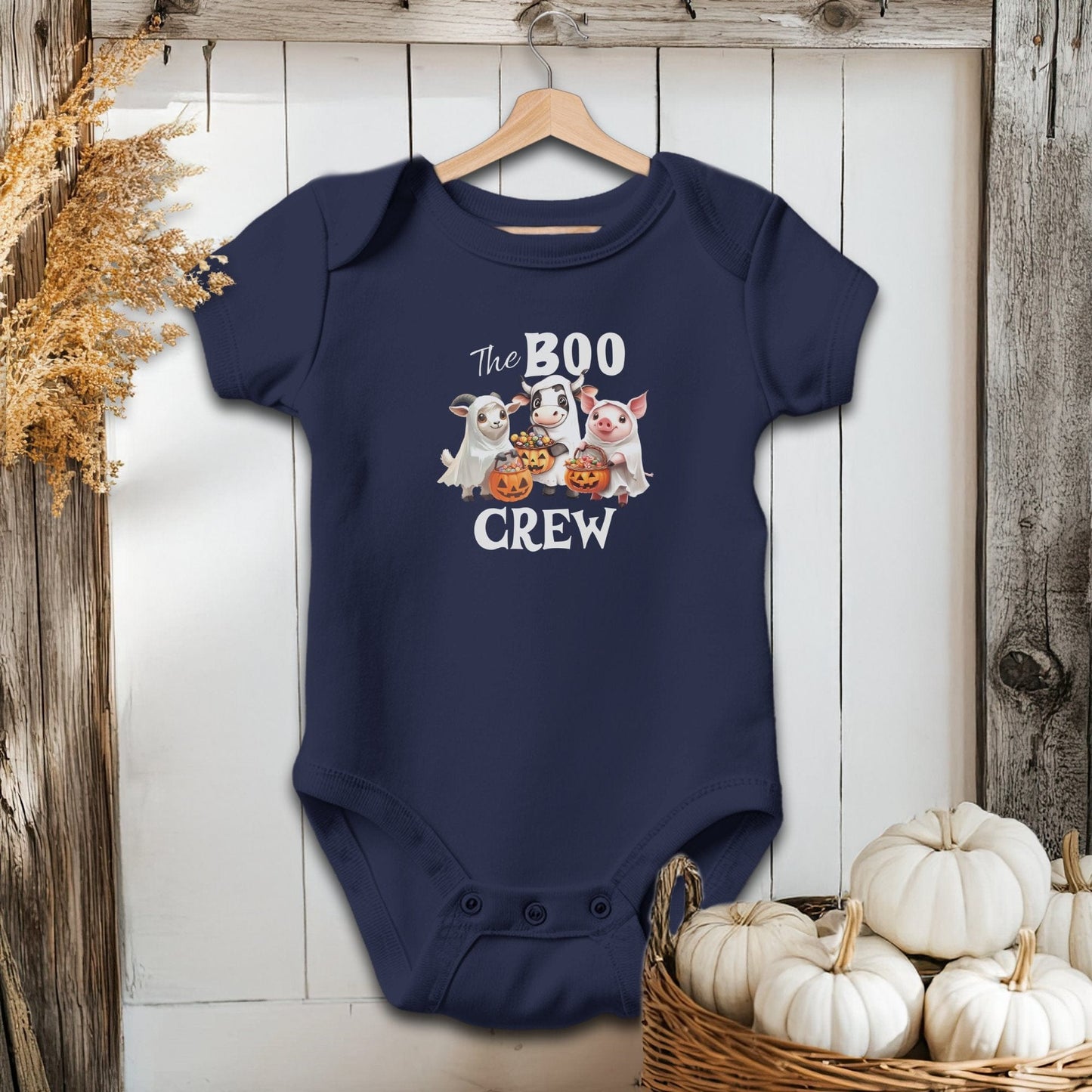 Holiday Baby Shirt Bodysuit Short Sleeve / Navy / Newborn The Boo Crew Halloween - Baby Shirt