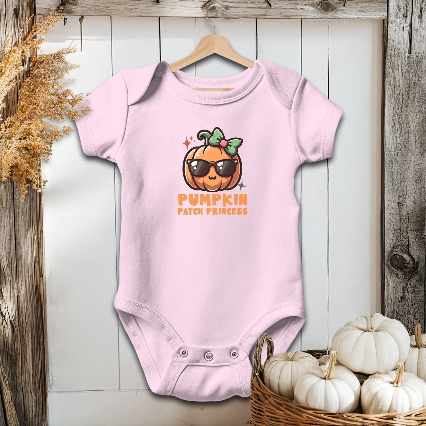 Holiday Baby Shirt Bodysuit Short Sleeve / Pink / Newborn Pumpkin Patch Princess - Baby Shirt