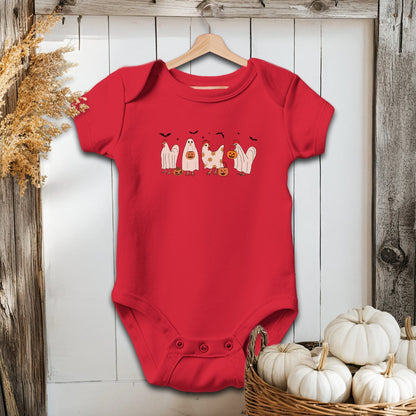 Holiday Baby Shirt Bodysuit Short Sleeve / Red / Newborn Ghostly Chickens Halloween - Baby Shirt