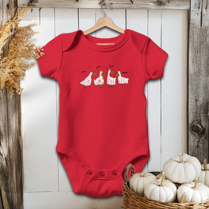 Holiday Baby Shirt Bodysuit Short Sleeve / Red / Newborn Ghostly Geese Halloween - Baby Shirt