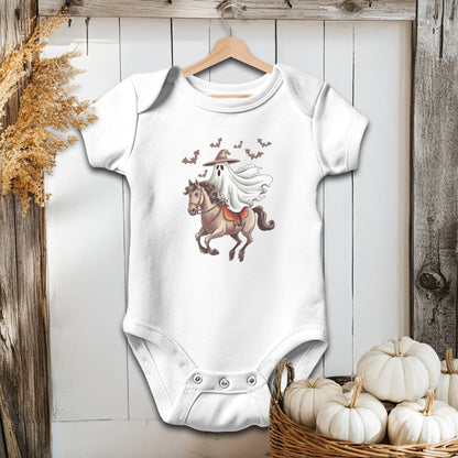 Holiday Baby Shirt Bodysuit Short Sleeve / White / Newborn Ghost Riding Horse Halloween - Baby Shirt