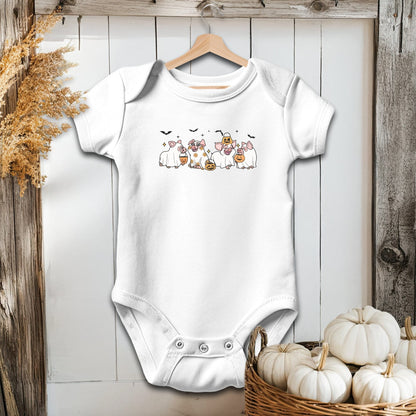 Holiday Baby Shirt Bodysuit Short Sleeve / White / Newborn Ghostly Pigs Halloween - Baby Shirt