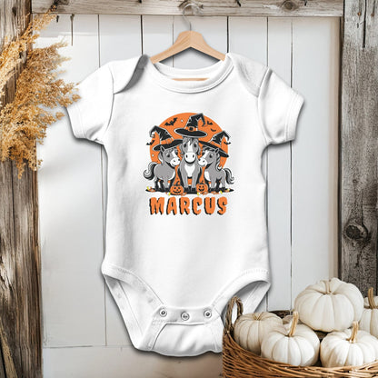 Holiday Baby Shirt Bodysuit Short Sleeve / White / Newborn Personalized Halloween Horse - Baby Shirt