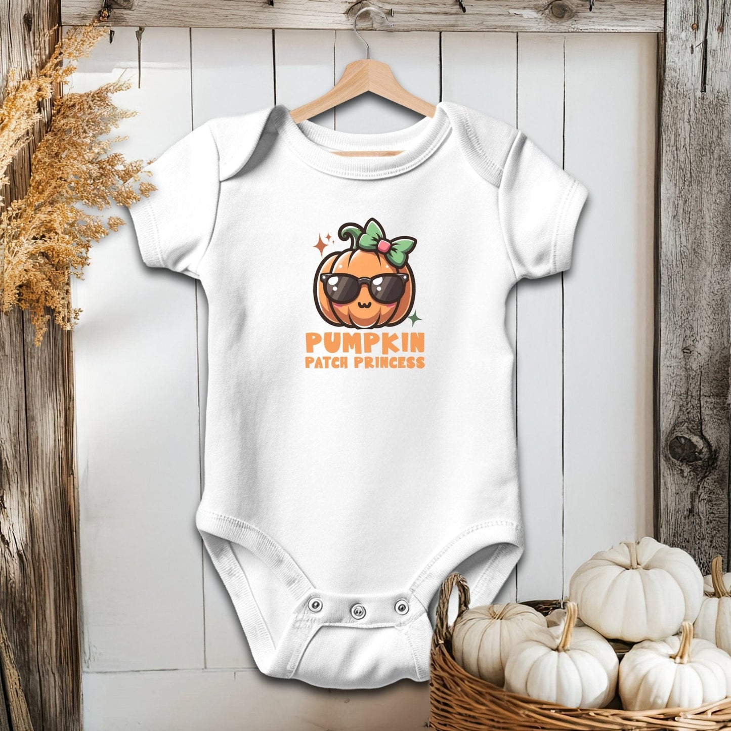 Holiday Baby Shirt Bodysuit Short Sleeve / White / Newborn Pumpkin Patch Princess - Baby Shirt