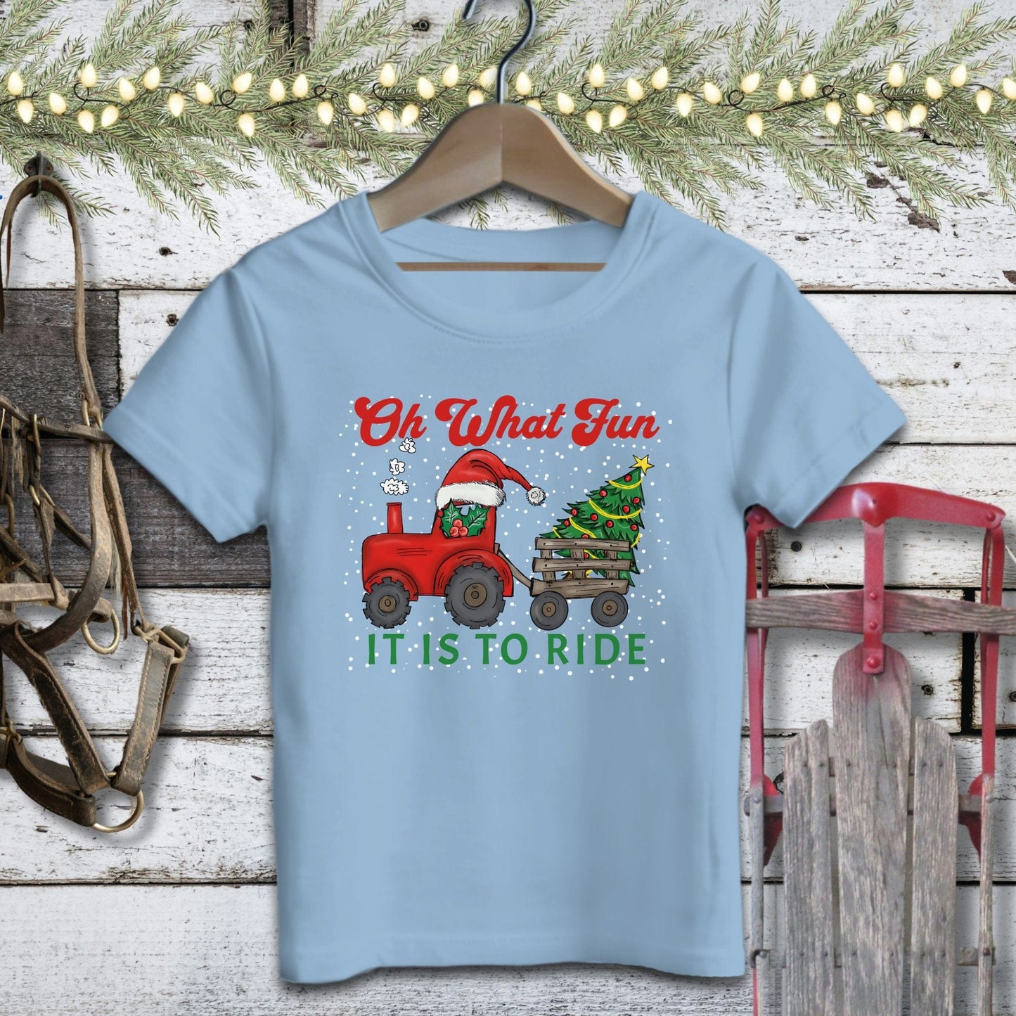 Holiday Baby Shirt Infant T-Shirt / Light Blue / 6 Months Christmas Tractor Baby Shirt