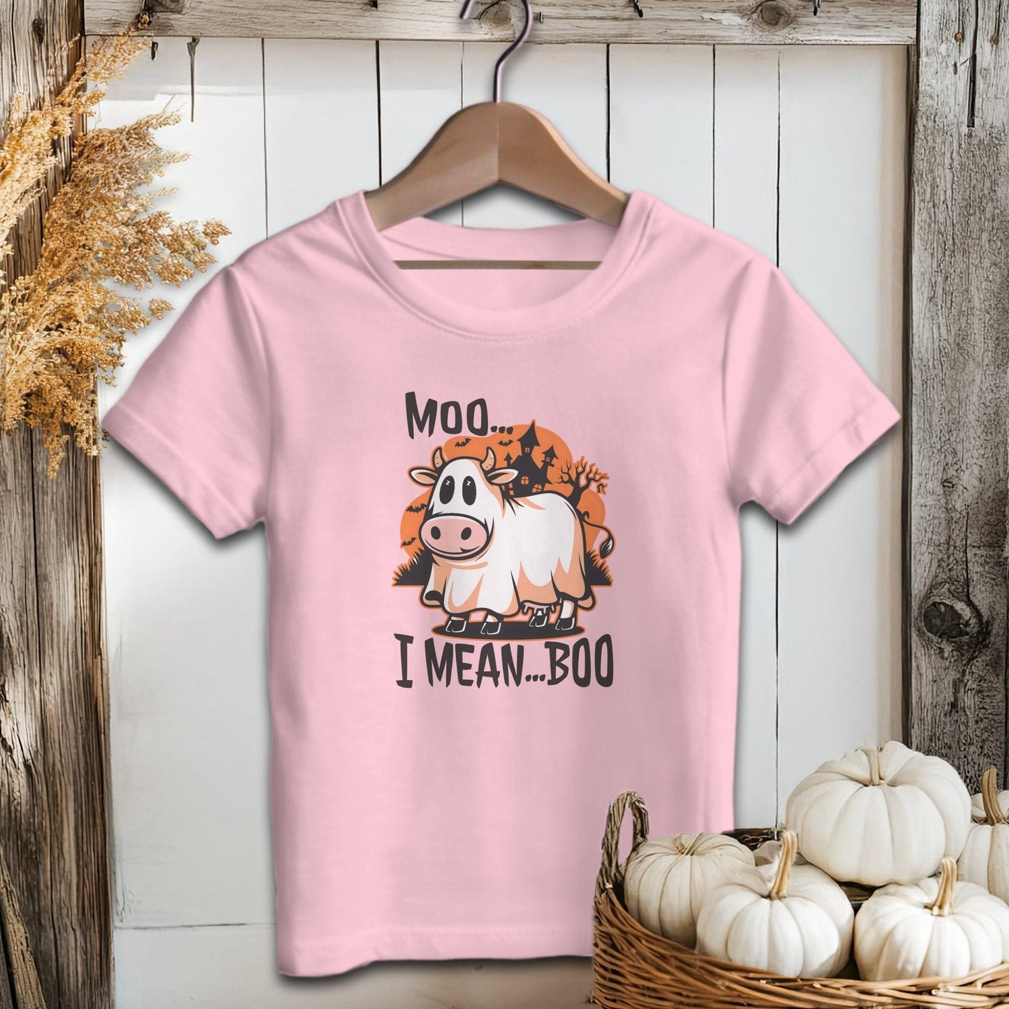 Holiday Baby Shirt Infant T-Shirt / Pink / 6 Months Halloween Moo I Mean Boo Cow - Baby Shirt