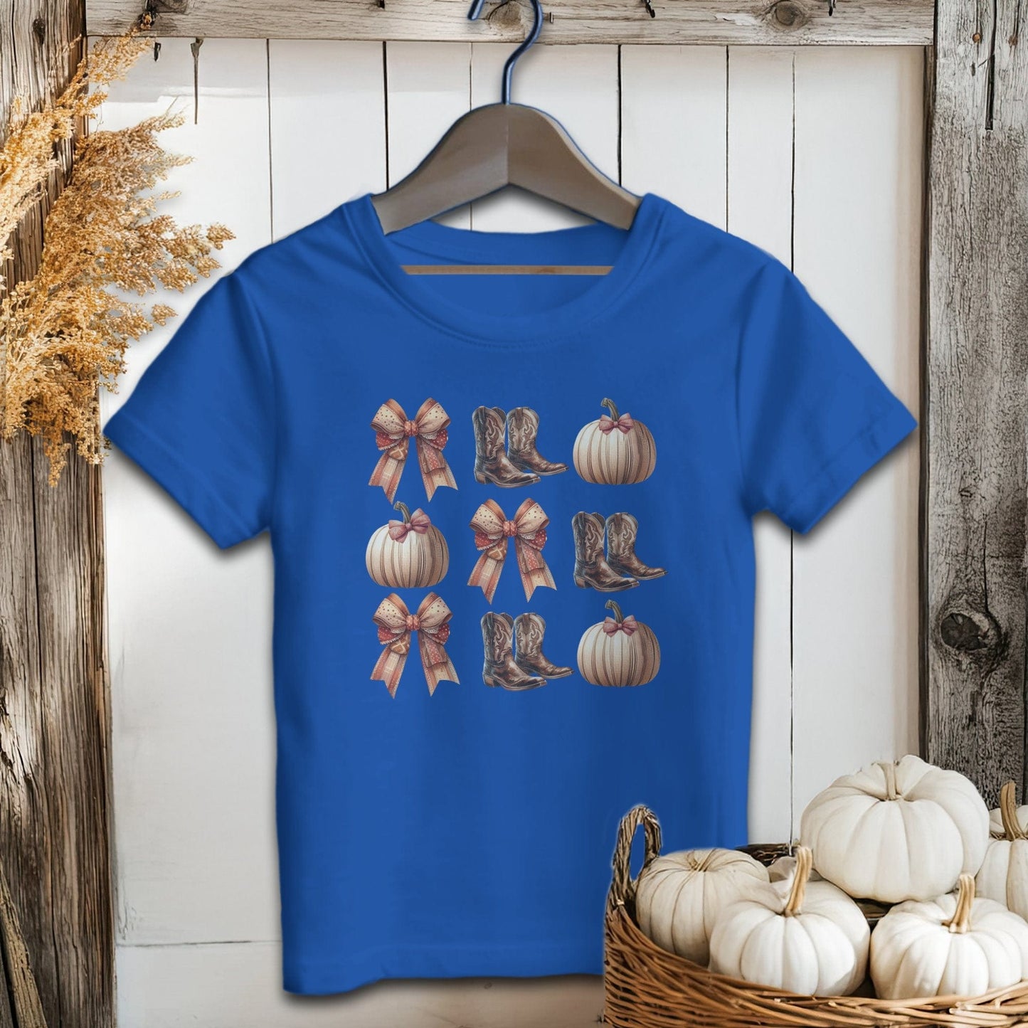 Holiday Baby Shirt Infant T-Shirt / Royal / 6 Months Boots Pumpkins and Bows Fall - Baby Shirt