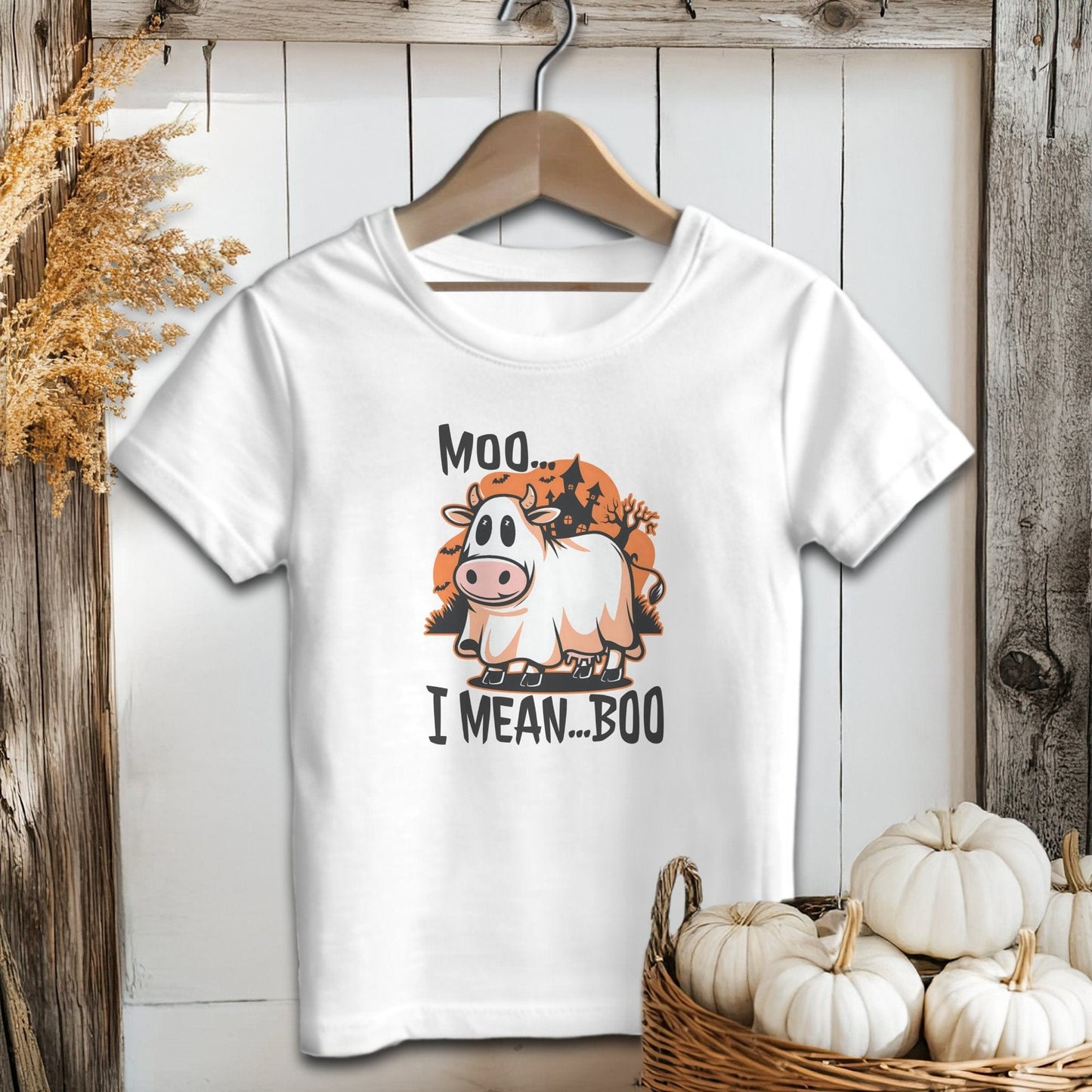 Holiday Baby Shirt Infant T-Shirt / White / 6 Months Halloween Moo I Mean Boo Cow - Baby Shirt