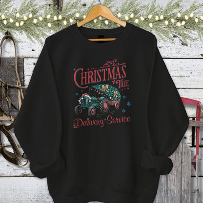 Holiday Shirt Adult Sweatshirt / Black / S Christmas Tree Delivery Shirt