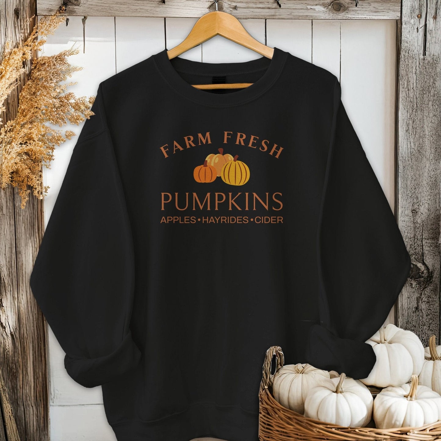 Holiday Shirt Adult Sweatshirt / Black / S Farm Fresh Pumpkins Fall Shirt