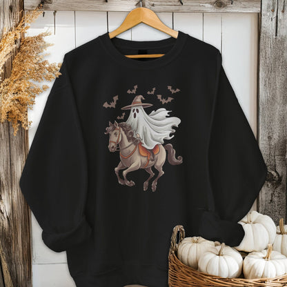 Holiday Shirt Adult Sweatshirt / Black / S Ghost Riding Horse Halloween Shirt