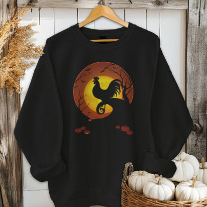 Holiday Shirt Adult Sweatshirt / Black / S Halloween Rooster in the Moon Shirt