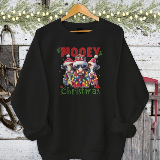 Holiday Shirt Adult Sweatshirt / Black / S Mooey Christmas Shirt