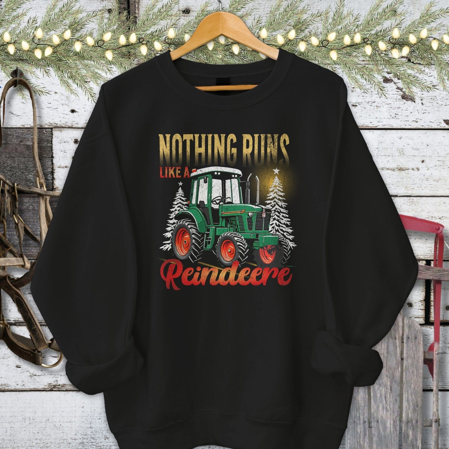 Holiday Shirt Adult Sweatshirt / Black / S Nothing Runs Like A Reindeere Shirt