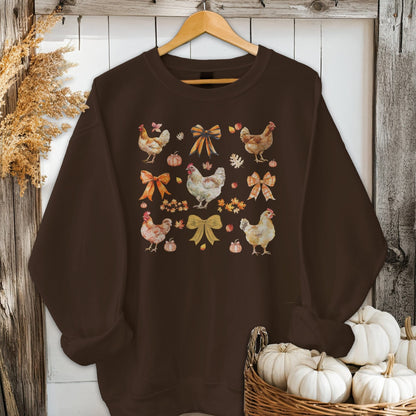 Holiday Shirt Adult Sweatshirt / Dark Chocolate / S Chickens and Bows Fall Shirt