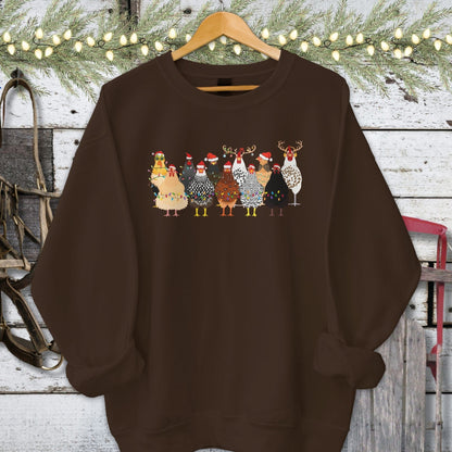 Holiday Shirt Adult Sweatshirt / Dark Chocolate / S Festive Chickens Shirt