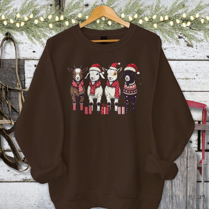 Holiday Shirt Adult Sweatshirt / Dark Chocolate / S Festive Goats Shirt