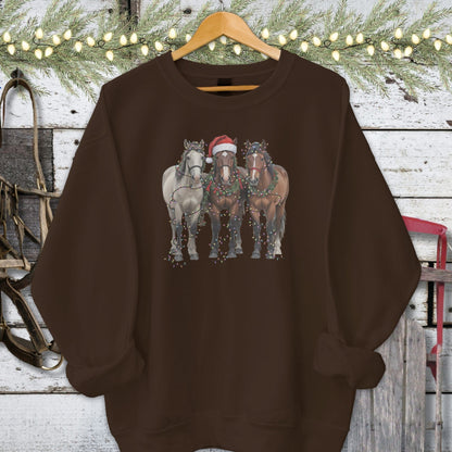 Holiday Shirt Adult Sweatshirt / Dark Chocolate / S Festive Horses Shirt