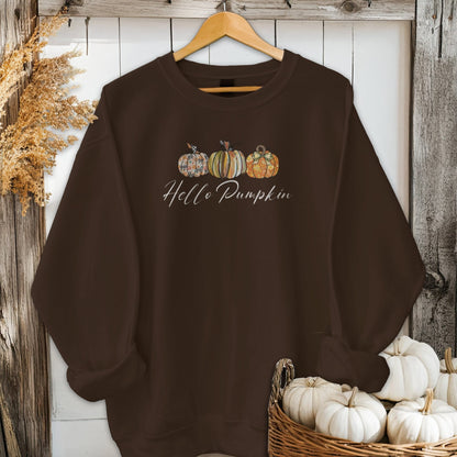 Holiday Shirt Adult Sweatshirt / Dark Chocolate / S Hello Pumpkin Fall Shirt