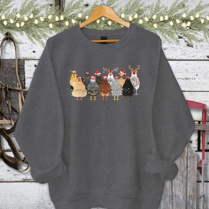 Holiday Shirt Adult Sweatshirt / Dark Heather / S Festive Chickens Shirt