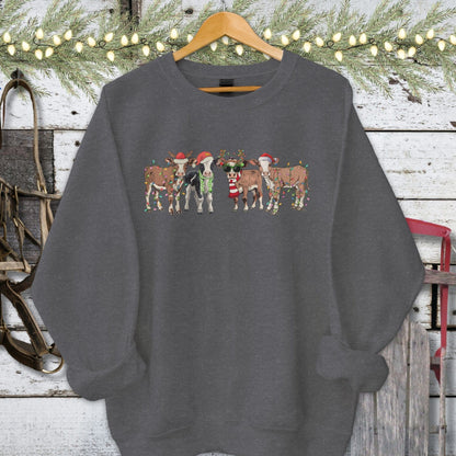 Holiday Shirt Adult Sweatshirt / Dark Heather / S Festive Cows Shirt